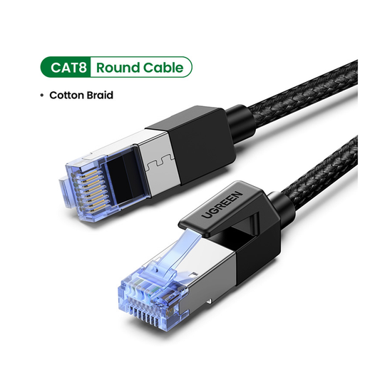 UGREEN CAT8 Shielded Round Braided Cable Modular Plugs 1m - Black