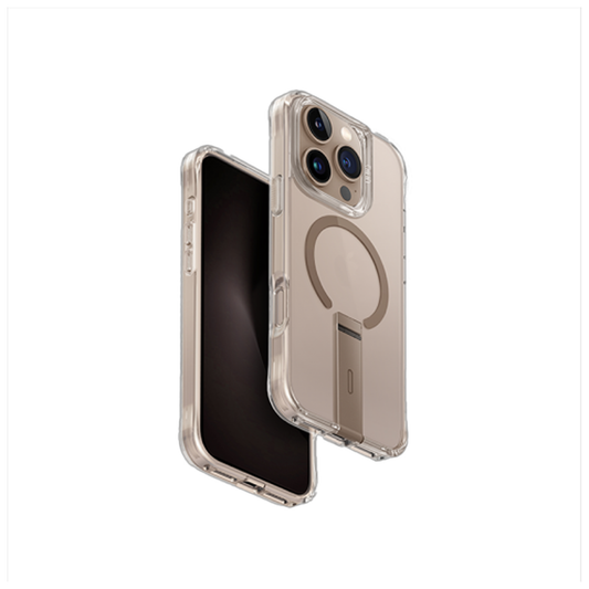 Uniq Hybrid Eleva Magsafe Case With Camera Stand For Iphone 16 Pro Max - Taupe Gold