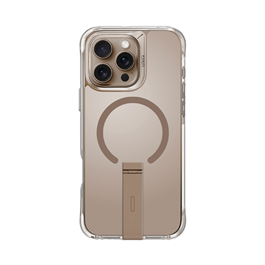 Uniq Hybrid Eleva Magsafe Case With Camera Stand For Iphone 16 Pro Max - Taupe Gold
