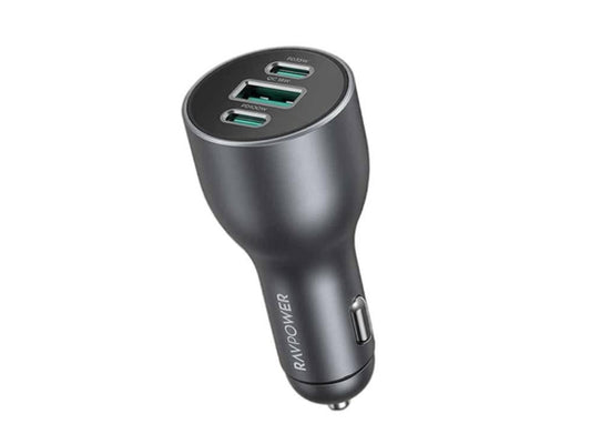 RAVPower 100W Global Car Charger - 3 ports - Gray