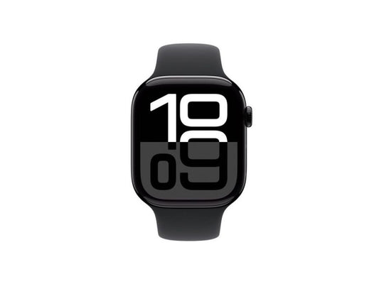 Apple Watch Series 10 GPS + Cellular 42mm Jet Black Aluminium Case with Black Sport Band - S/M