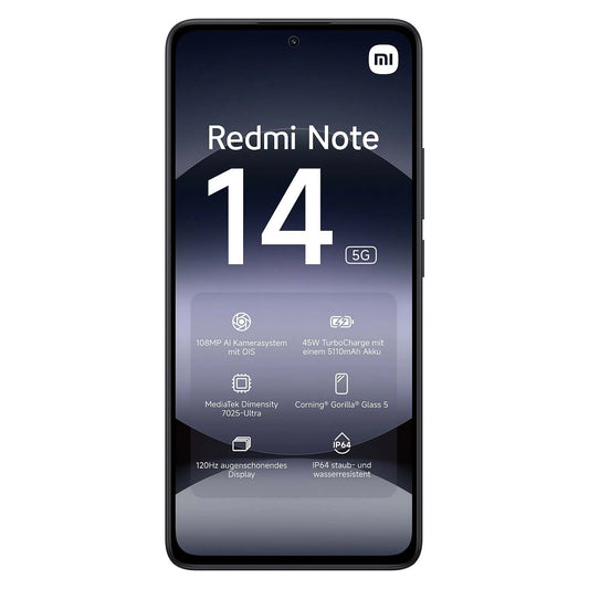 Xiaomi Redmi Note 14 - 5G - Midnight Black - 8G RAM 256G ROM + Redmi Buds 6 Play White