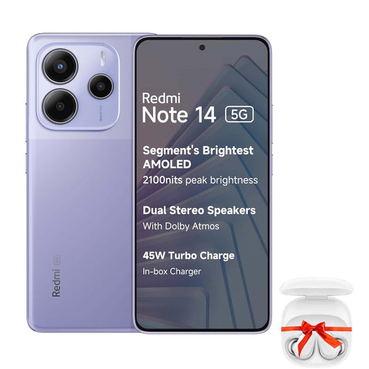 Xiaomi Redmi Note 14 - 5G - Lavender Purple - 8G RAM 256G ROM + Redmi Buds 6 Play White