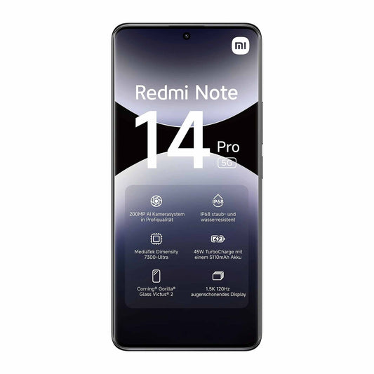 Xiaomi Redmi Note 14 Pro - 5G - Midnight Black - 12GB RAM 512GB ROM + Redmi Buds 6 Active - Transparent powder