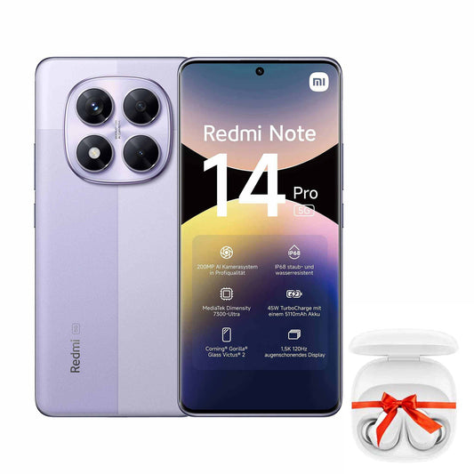 Xiaomi Redmi Note 14 Pro - 5G - Lavender Purple - 8GB RAM 256GB ROM + Redmi Buds 6 Play White