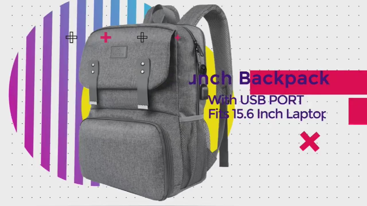 Matein Lunch BackPack - Water Resistant Polyester - Grey